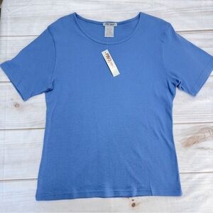 PBJ Sport Blue Premium 100% Cotton Crewneck Women’s Cut Short Sleeve Tee NEW